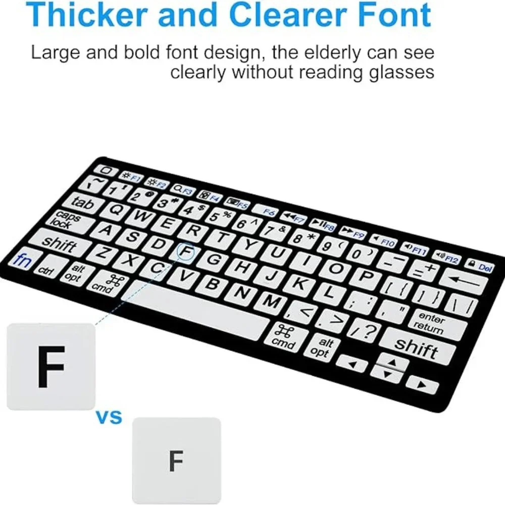 HXMJ-Large Print Bluetooth Mini Keyboard Compatible with Apple Products